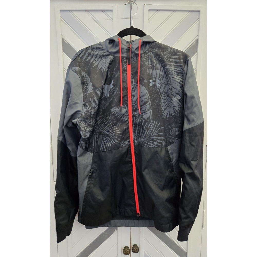 Under‎ Armour Men's M Project Rock Gray Black Tropical Full Zip Softshell Jacket